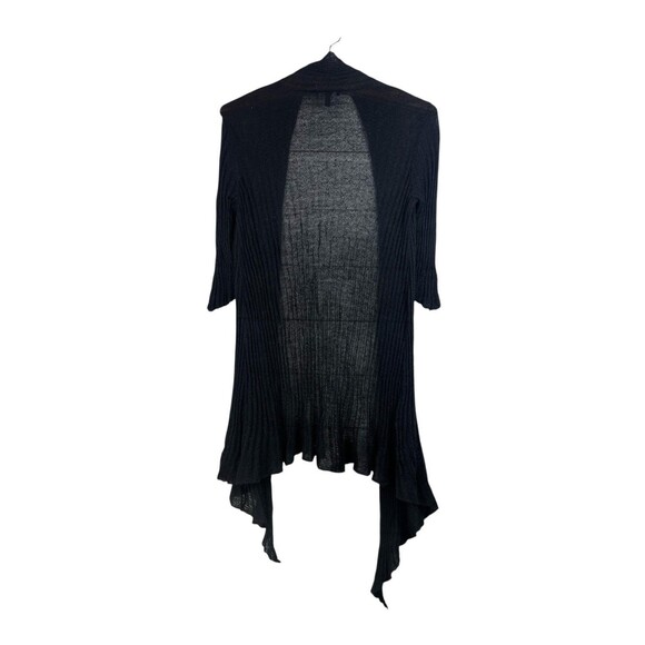 Eileen Fisher Mohair Blend Sweater Black Knit Open Front Cardigan Size PM - Picture 2 of 10